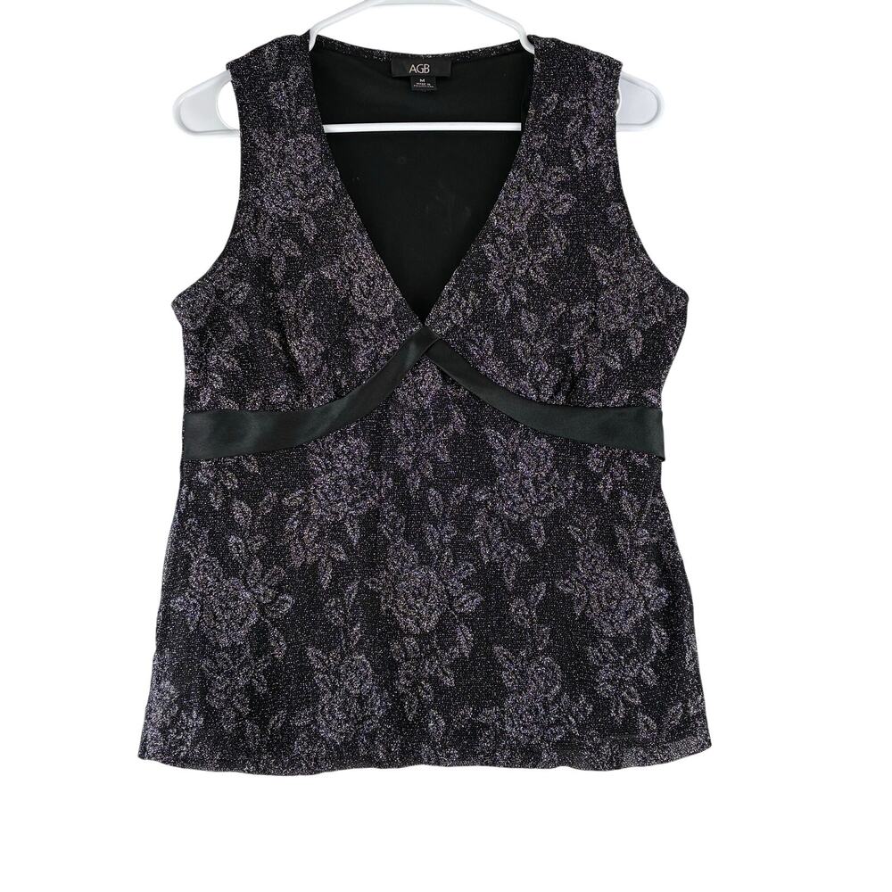 VTG Y2K Babydoll Tank Blouse Womens Medium Lace Satin Whimsigoth Dark Romantic